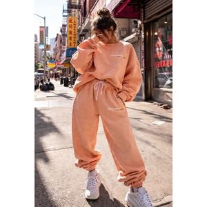 Heavy Manners Outfit Womens Medium Top Small Bottom Peach Sweatshirt Sweatpants